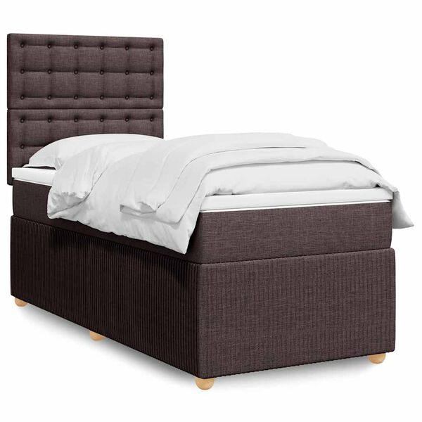 vidaXL Sommier &agrave; lattes de lit avec matelas Marron fonc&eacute; 90x200 cm