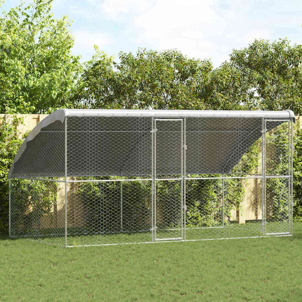 vidaXL Kennel pour Chiens 2 pcs Argent&eacute; 4 x 2 x 2 m Acier