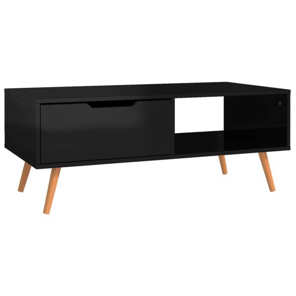 vidaXL Table basse Noir brillant 100x49,5x43 cm Bois d'ingénierie