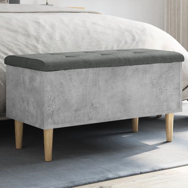 vidaXL Banc de rangement gris b&eacute;ton 82x42x46 cm bois d'ing&eacute;nierie