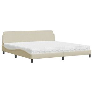 vidaXL Lit avec matelas Dover cr&egrave;me 200x200 cm tissu