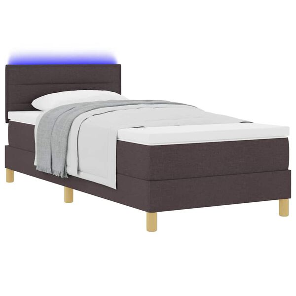 vidaXL Lit &agrave; ressort LED avec matelas Marron fonc&eacute; 80 x 200 cm tissu