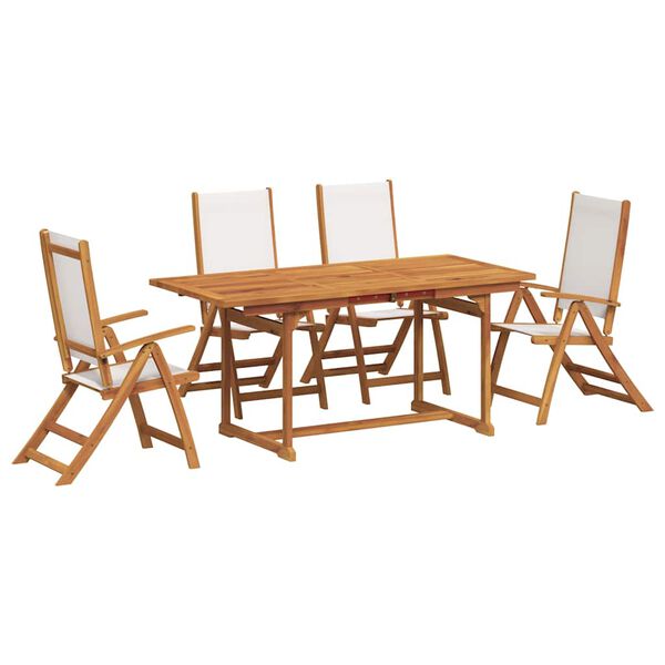 vidaXL Ensemble &agrave; manger de jardin 5pcs bois d'acacia solide textil&egrave;ne