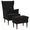 vidaXL Fauteuil avec pouf 2 pc Noir Velours