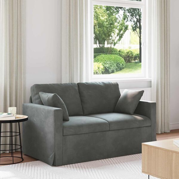 vidaXL Canap&eacute; Gris fonc&eacute; 138 x 78 x 80 cm Velours