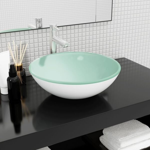 vidaXL Lavabo Verre tremp&eacute; 42x14 cm Blanc