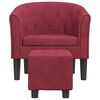 vidaXL Fauteuil avec repose-pied rouge bordeaux velours
