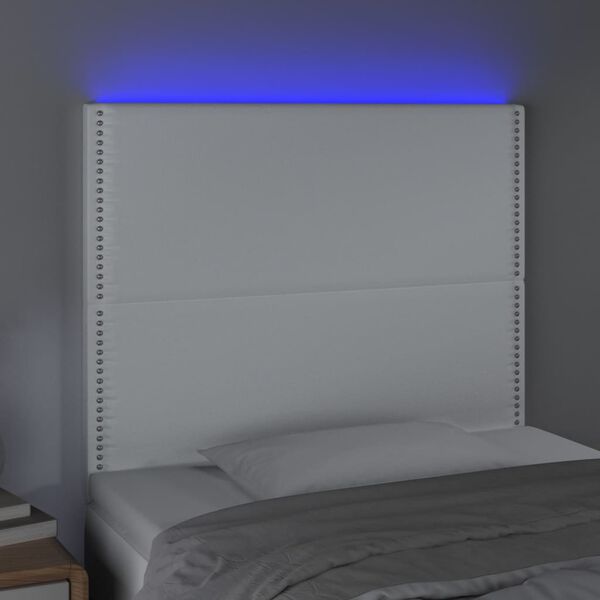 vidaXL T&ecirc;te de lit &agrave; LED Blanc 80x5x118/128 cm Similicuir