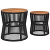 vidaXL Tables d'appoint de jardin 2 pcs dessus en bois noir poly rotin