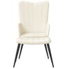 vidaXL Chaise de relaxation avec tabouret Blanc cr&egrave;me Velours