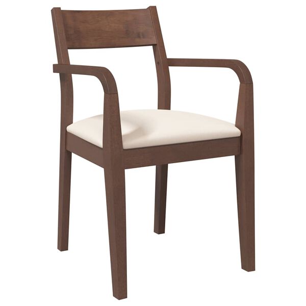 vidaXL Chaises à manger coussins 2 pcs marron bois massif caoutchouc