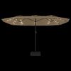 vidaXL Parasol de jardin &agrave; double t&ecirc;te avec LED taupe 449x265 cm