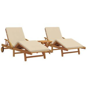 vidaXL Transat 3 pcs Beige Bois d'Acacia Massif