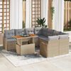 vidaXL Ensemble de canap&eacute; de jardin 9 pcs Beige Poly rotin