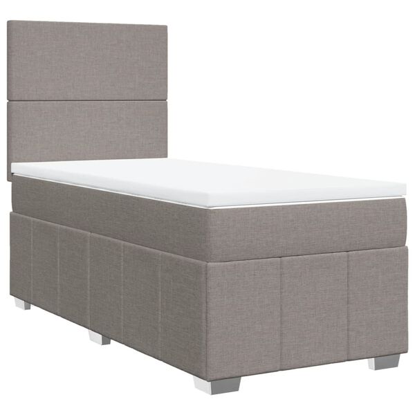 vidaXL Sommier &agrave; lattes de lit avec matelas Taupe 90x190 cm Tissu