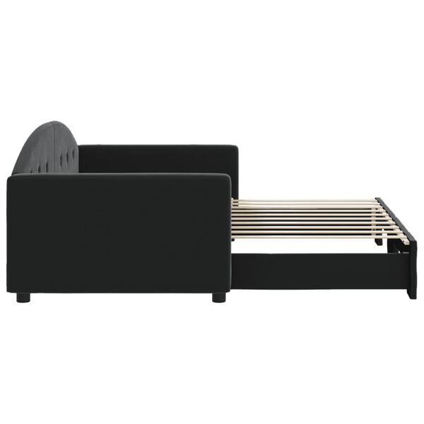 vidaXL Lit de jour avec lit gigogne noir 90x190 cm velours