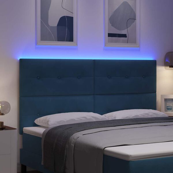 vidaXL T&ecirc;te de lit LED avec des lumi&egrave;res &agrave; LED Bleu 180 cm Polyester