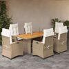 vidaXL Ensemble &agrave; manger de jardin et coussins 7 pcs beige poly rotin