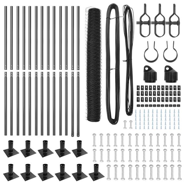 vidaXL Poteau de cl&ocirc;ture. Gris 25 x 1,2 m (maille de 36 mm) Acier