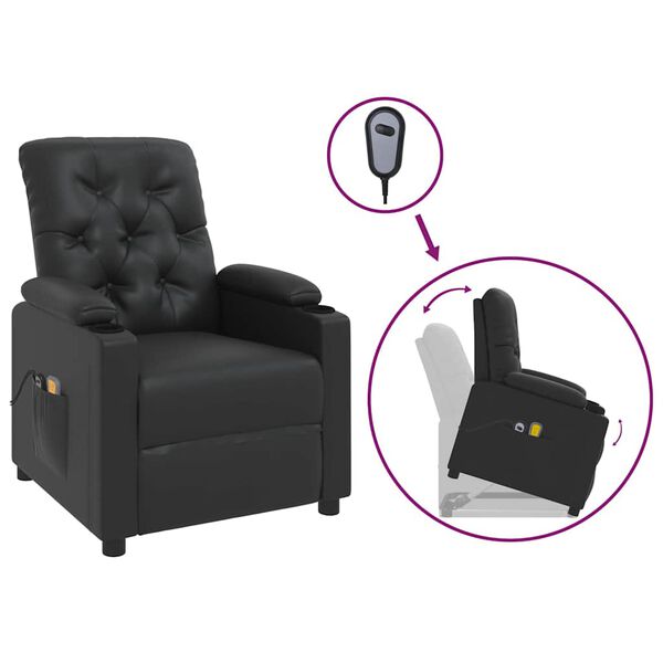 vidaXL Fauteuil de massage Noir Similicuir