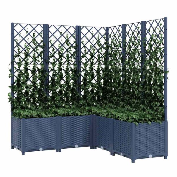 vidaXL Jardinière avec treillis bleu gris 120x120x136 cm PP