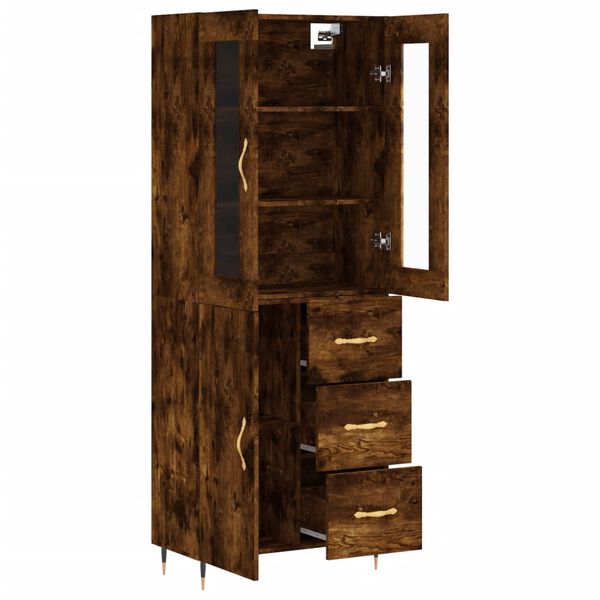 vidaXL Buffet haut Ch&ecirc;ne fum&eacute; 69,5x34x180 cm Bois d'ing&eacute;nierie