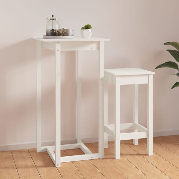 vidaXL Table de bar Blanc 60x60x110 cm Bois massif de pin