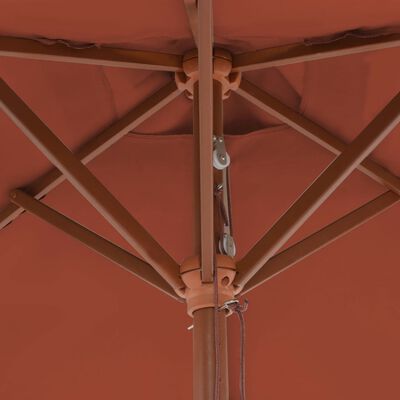 vidaXL Parasol d'extérieur avec mât en bois 150 x 200 cm Terre cuite