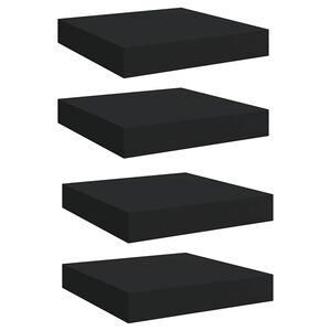 vidaXL &Eacute;tag&egrave;res murales flottantes 4 pcs noir 23x23,5x3,8 cm MDF