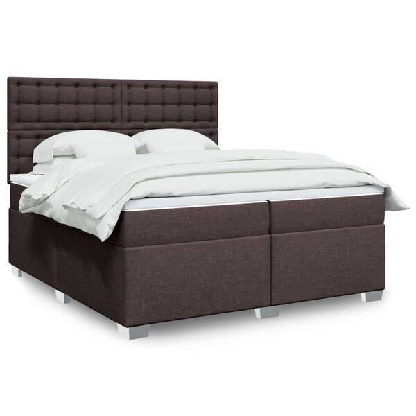 vidaXL Sommier &agrave; lattes de lit avec matelas Marron fonc&eacute; 200x200 cm