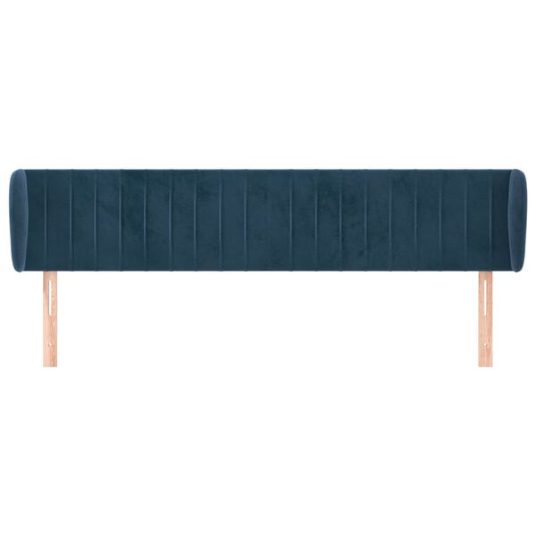 vidaXL T&ecirc;te de lit avec oreilles Bleu fonc&eacute; 203x23x78/88 cm Velours
