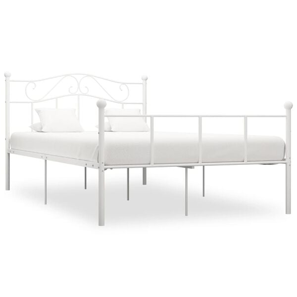 vidaXL Cadre de lit sans matelas et tête de lit blanc métal 160x200 cm