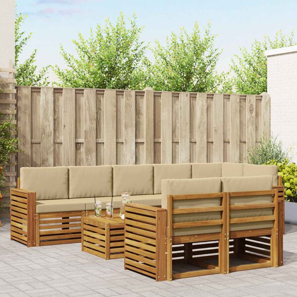 vidaXL Ensembles de canap&eacute;s avec coussin 9 pcs Naturel et Beige