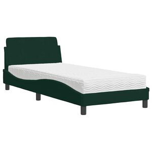 vidaXL Lit avec matelas Dover vert fonc&eacute; 90x190 cm velours