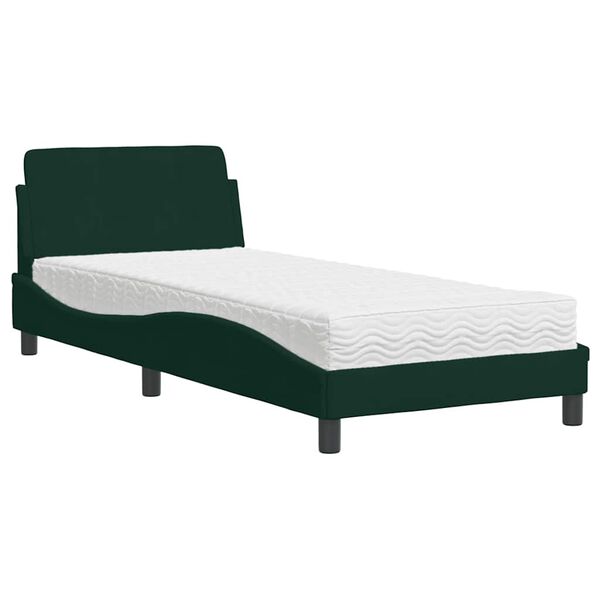 vidaXL Lit avec matelas Dover vert fonc&eacute; 90x190 cm velours