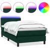 vidaXL Sommier &agrave; lattes de lit et matelas et LED vert fonc&eacute; 90x210 cm velours