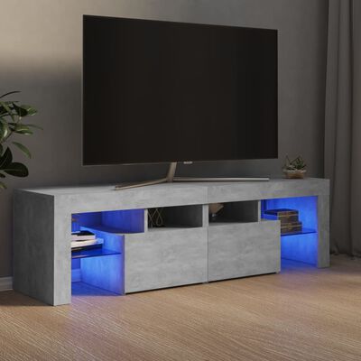 vidaXL Meuble TV avec lumières LED Gris béton 140x36,5x40 cm