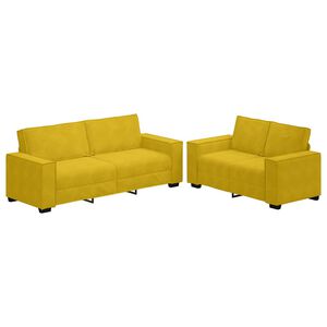 vidaXL Ensemble canap&eacute; 2 pcs avec coussins velours jaune