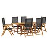 vidaXL Ensemble &agrave; manger de jardin 7 pcs noir rotin et bois massif
