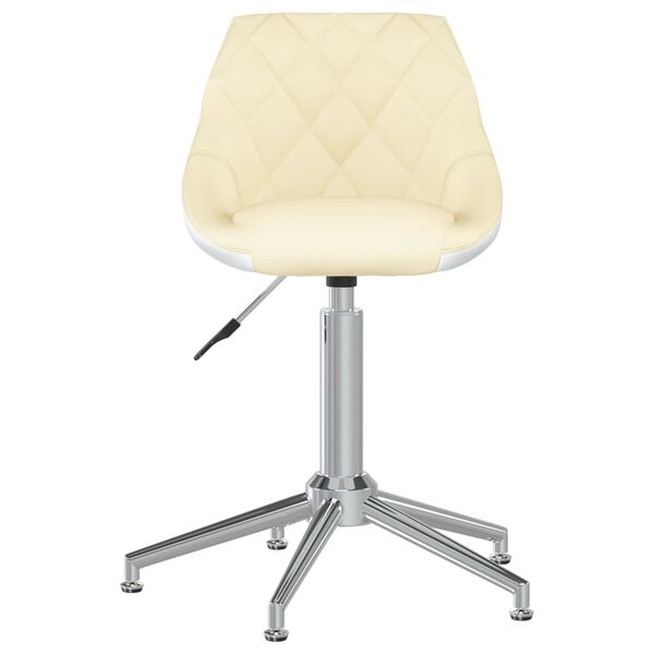 vidaXL Chaise pivotante de salle &agrave; manger Cr&egrave;me et blanc Similicuir
