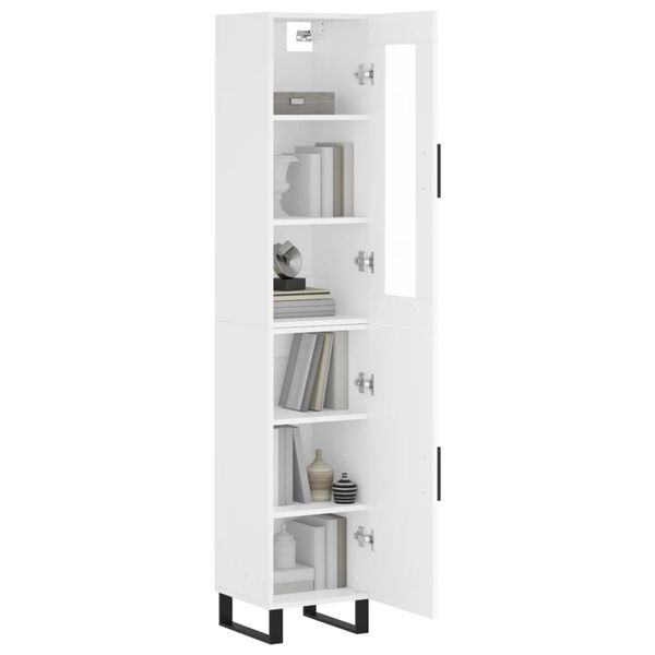 vidaXL Buffet haut Blanc 34,5x34x180 cm Bois d'ing&eacute;nierie