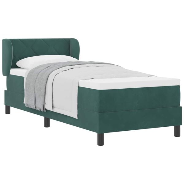 vidaXL Lit &agrave; ressorts avec matelas Vert fonc&eacute; 80 x 200 cm Velours