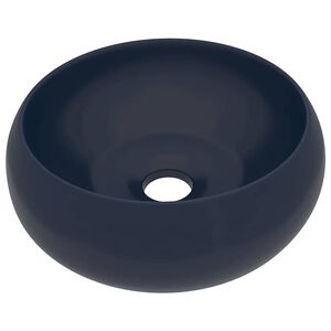 vidaXL Lavabo rond de luxe Bleu fonc&eacute; mat 40x15 cm C&eacute;ramique