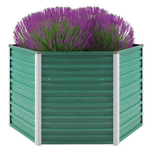 vidaXL Lit sur&eacute;lev&eacute; de jardin Acier galvanis&eacute; 129x129x77 cm Vert