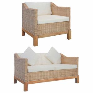 vidaXL Ensemble de canap&eacute;s 2 pcs avec coussins Rotin naturel