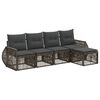 vidaXL Ensemble de canap&eacute; de jardin 5 pc Gris et Gris fonc&eacute; polyrotin