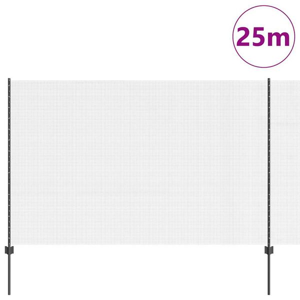 vidaXL Cl&ocirc;ture avec poteau Gris 1,6 x 25 m Acier et PVC