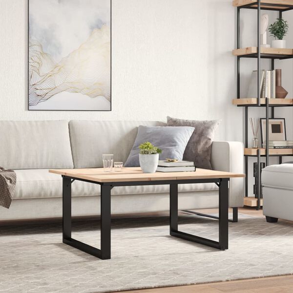 vidaXL Table basse cadre en O 80x80x45 cm bois de pin massif et acier