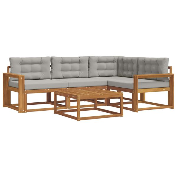 vidaXL Ensemble de canap&eacute;s d'ext&eacute;rieur 5 pcs Gris Naturel et Clair