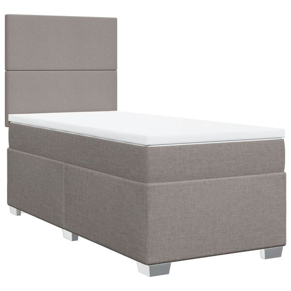vidaXL Sommier &agrave; lattes de lit avec matelas Taupe 90x200 cm Tissu